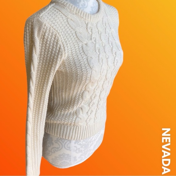 Women's Cream Cable Knit Sweater - Picture 3 of 12